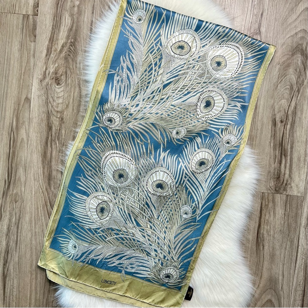 Liberty of London teal Hera bloom 100% silk scarf